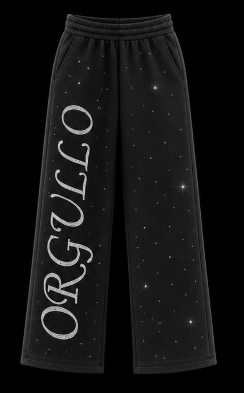 Black ORGULLO Rhinestone Sweatpants