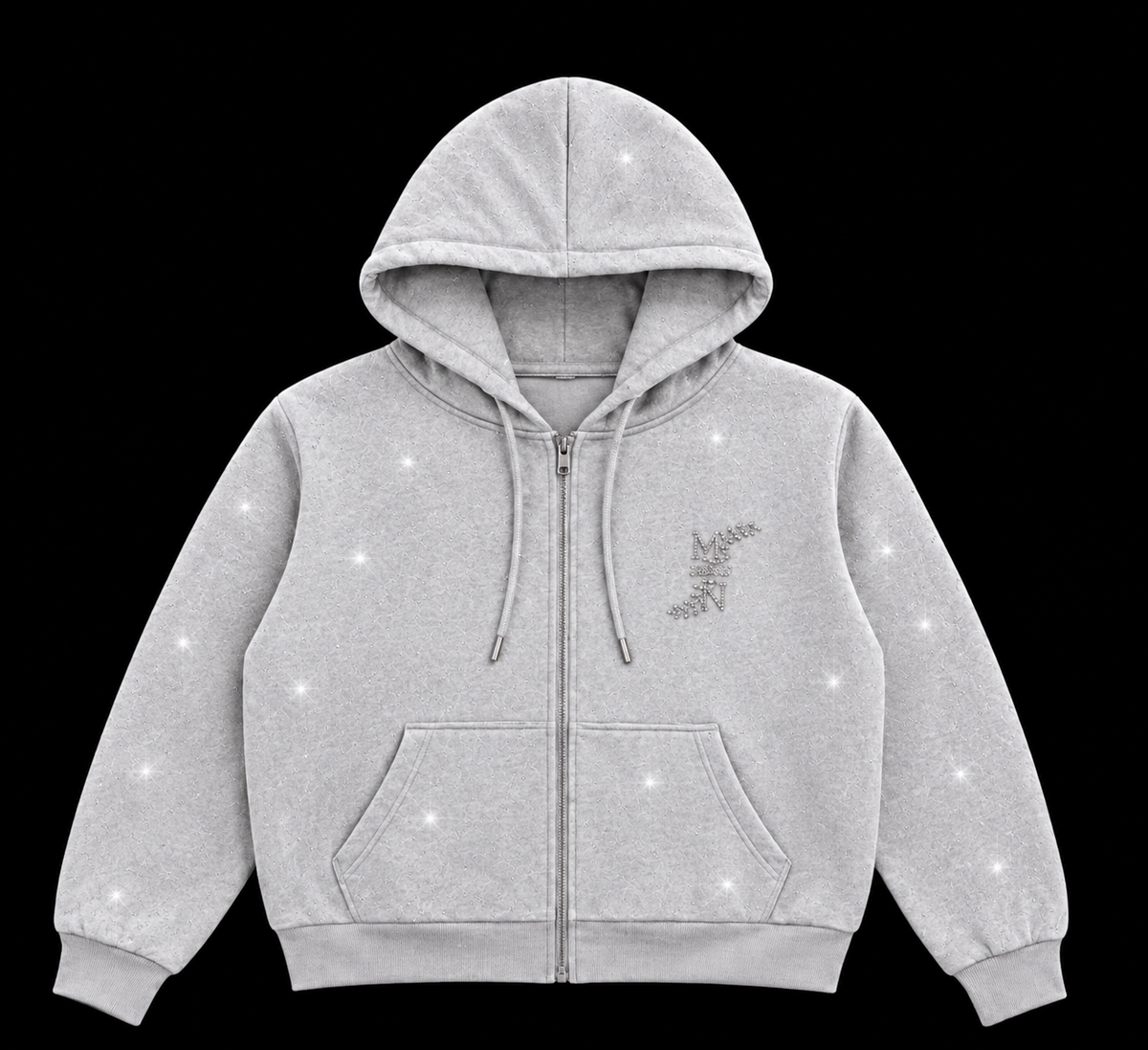 M&N Orgullo gray rhinestone zip-up hoodie product photo