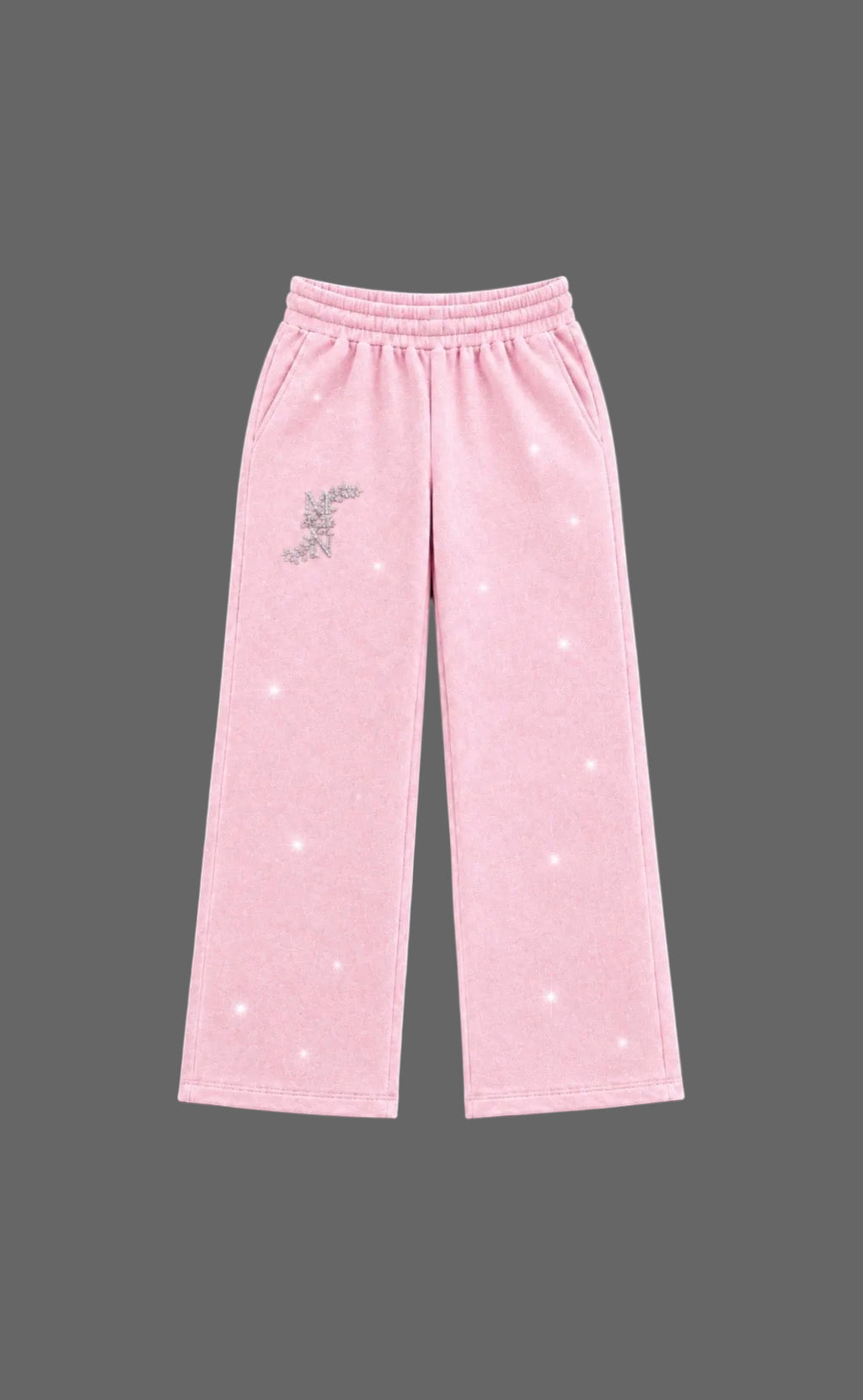 Back view of M&N Orgullo pink rhinestone sweatpants